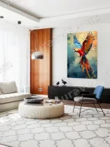 Colorful Macaw Parrot Oil - Painting Canvas Wall Art for Home Decor – view 5