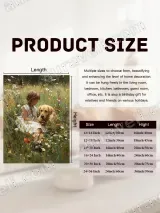 Girl & Golden Retriever Floral Field Canvas Wall Art for Home Decor – view 7
