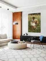 Girl & Golden Retriever Floral Field Canvas Wall Art for Home Decor – view 5