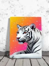 White Tiger Neon Gradient Canvas Wall Art for Home Decor