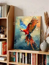 Colorful Macaw Parrot Oil - Painting Canvas Wall Art for Home Decor – view 4