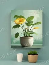 Yellow Gerbera Floral Canvas Wall Art for Living Room Home Decor – view 3