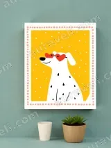 Cute Spotty Dog with Heart Glasses Canvas Wall Art for Living Room Decor – view 2