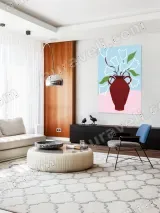 Modern Red Vase Floral Canvas Wall Art for Living Room Home Decor – view 5