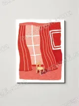 Red Curtain & Chair Interior Canvas Wall Art for Living Room Decor – view 3