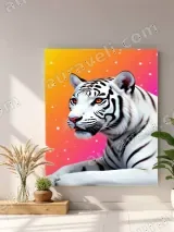 White Tiger Neon Gradient Canvas Wall Art for Home Decor – view 4
