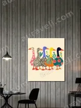 Whimsical Colorful Ducks Canvas Wall Art for Living Room Home Decor – view 3