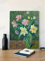Vibrant Floral Bouquet Canvas Wall Art for Living Room Home Decor – view 2