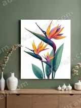Colorful Bird of Paradise Floral Canvas Wall Art for Living Room & Bedroom Home Decor