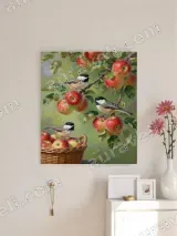 Chickadees & Apples Canvas Wall Art for Living Room Bedroom Home Decor – view 3