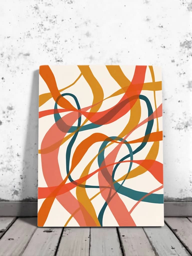 Abstract Colorful Curves Canvas Wall Art for Living & Bedroom Decor