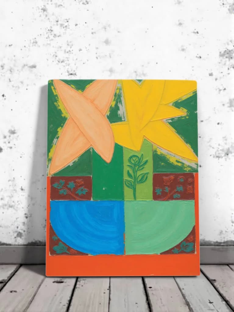 Abstract Geometric Floral Canvas Wall Art for Living Room Home Decor