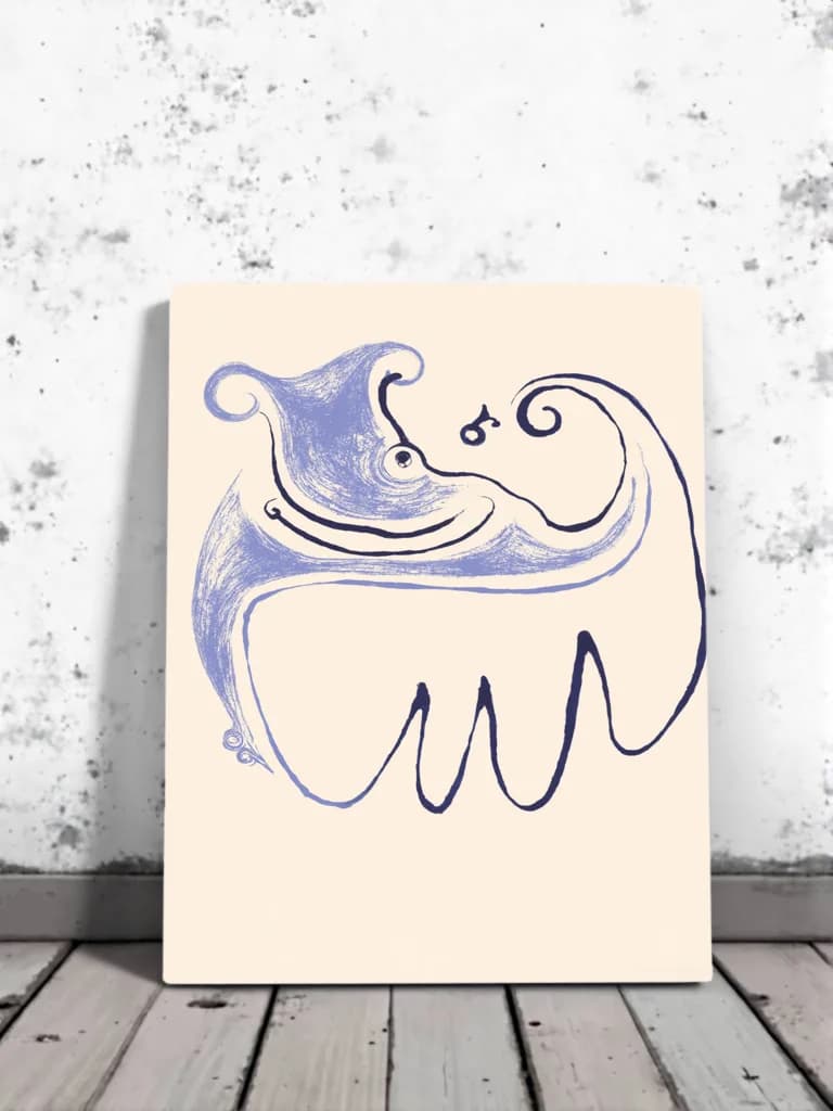 Abstract Whimsical Animal Canvas Wall Art for Living Room Home Decor