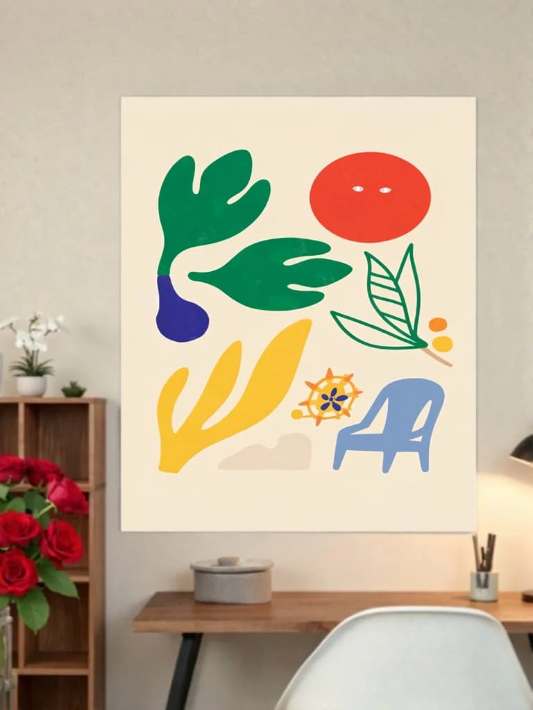 Abstract Summer Botanical Wall Art for Living Room Home Decor