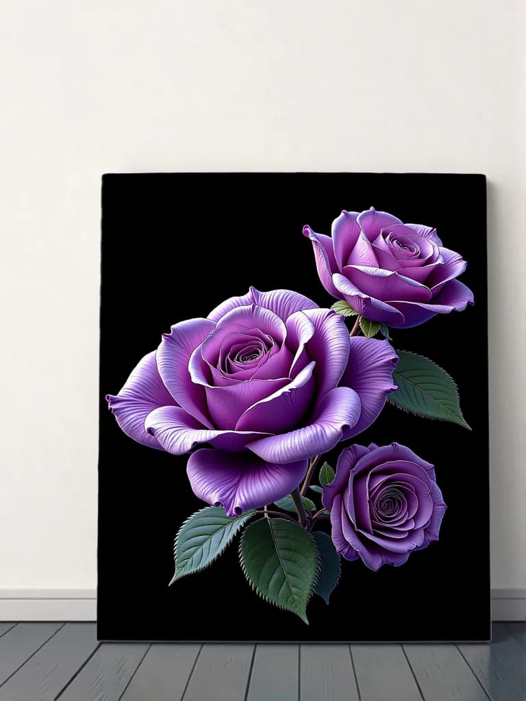 Purple Roses Canvas Wall Art for Bedroom & Living Room Home Decor
