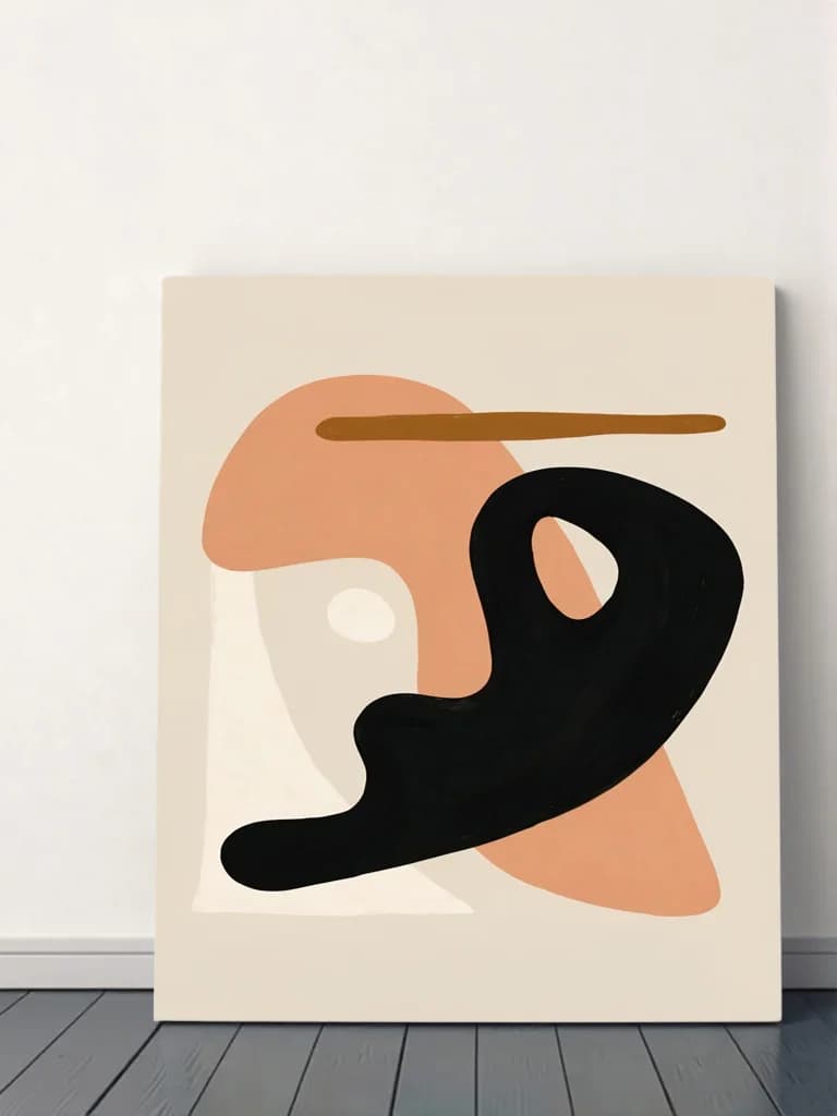 Abstract Organic Shapes Canvas Wall Art for Living Room Decor