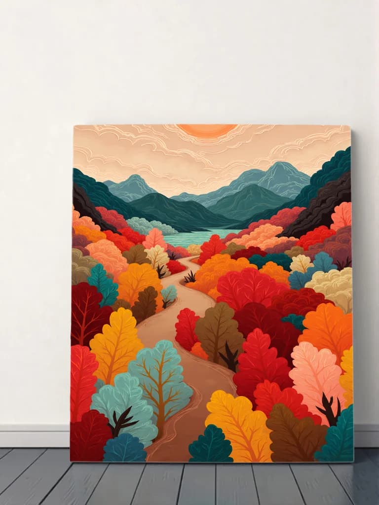 Colorful Autumn Landscape Canvas Wall Art for Home Decor