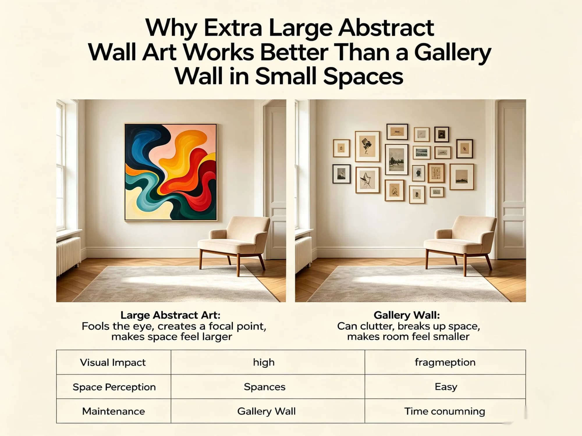 why extra large abstract wall art works better than a gallery wall in small spaces