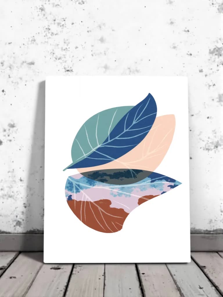 Abstract Botanical Leaf Canvas Wall Art for Living Room Home Decor
