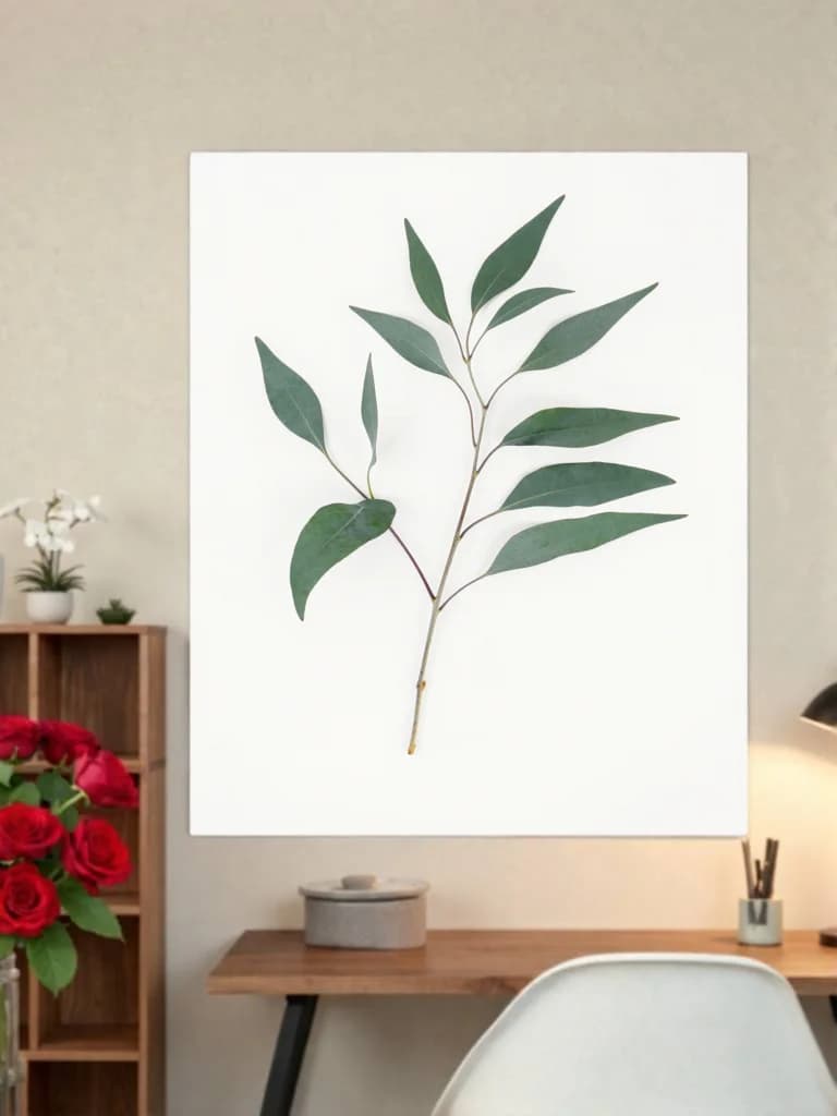 Eucalyptus Leaf Minimalist Canvas Wall Art for Living Room Home Decor