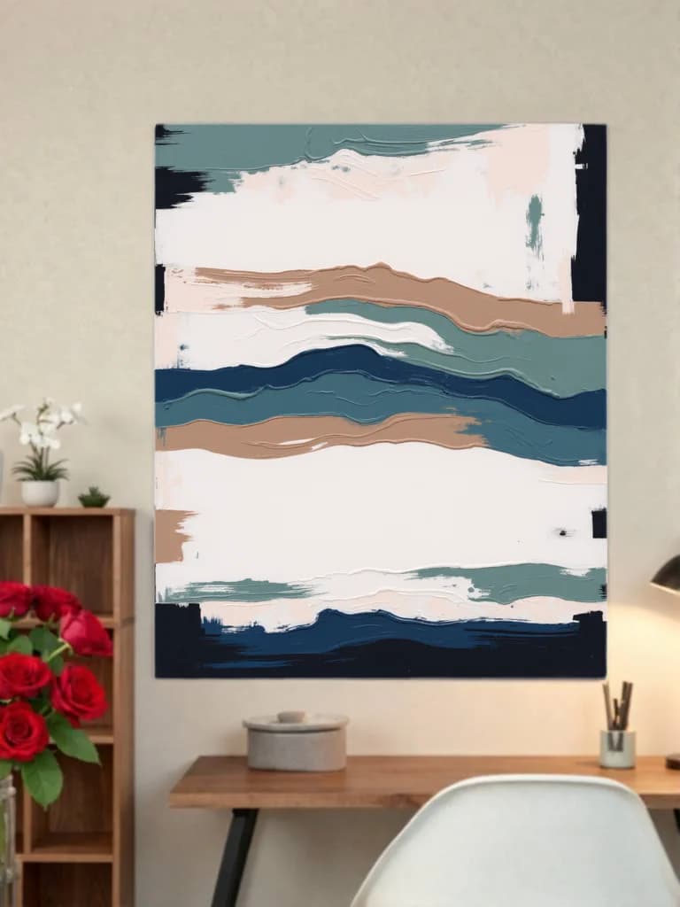 Abstract Textured Waves Canvas Wall Art for Living Room & Bedroom Decor