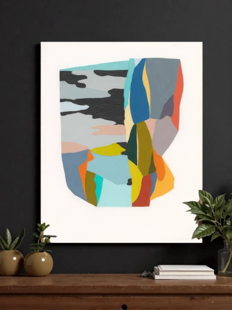 Abstract Colorful Geometric Canvas Wall Art for Living Room Home Decor