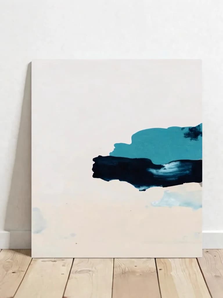 Abstract Blue Black Brushstroke Canvas Wall Art for Living Room Home Decor