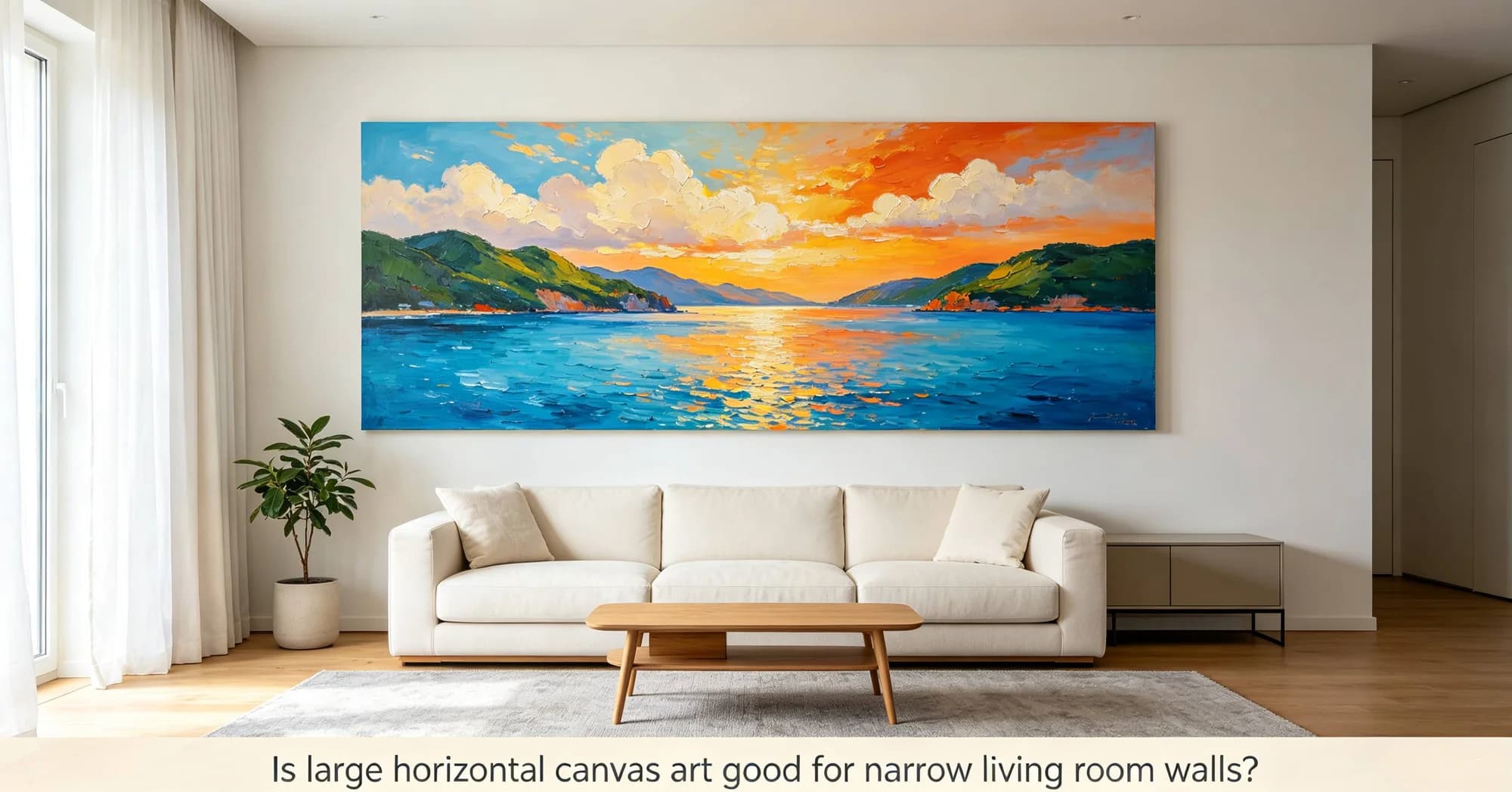 Is large horizontal canvas art good for narrow living room walls?