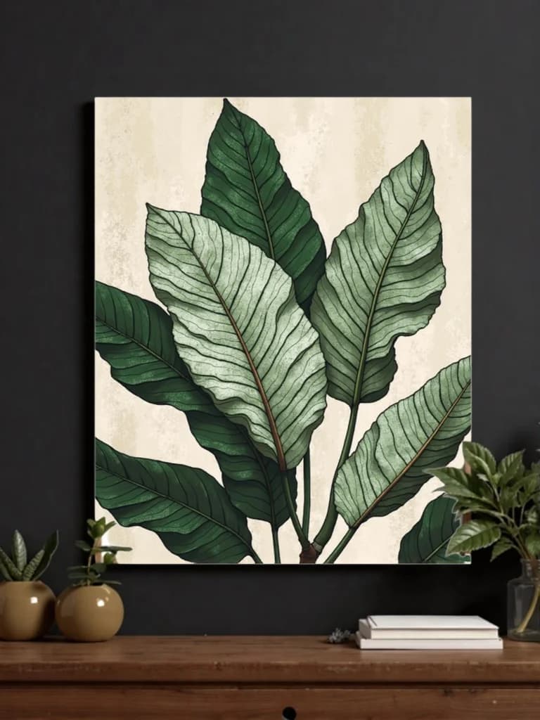 Botanical Tropical Leaf Canvas Wall Art for Living Room Bedroom Home Decor