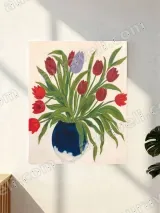 Tulips in Blue Vase Floral Canvas Wall Art for Home Decor – вид 2