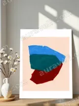 Abstract Blue Teal Red Color Block Canvas Wall Art for Home Decor – view 5