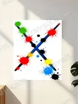 Colorful Splatter Crossed Blue Lines Canvas Wall Art for Living Room Decor – вид 2