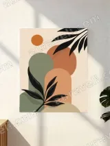 Abstract Botanical Geometric Canvas Wall Art for Living Room Decor – view 2