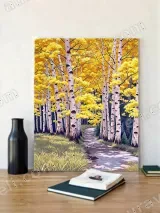 Autumn Aspen Forest Pathway Canvas Wall Art for Living Room Home Decor – view 4