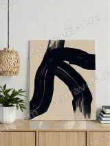 Minimalist Abstract Black Brushstroke Canvas Print - Living Room Decor – view 4