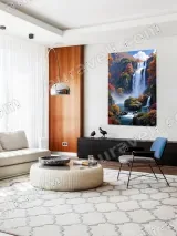 Autumn Waterfall Mountain Landscape Canvas Wall Art for Living Room Bedroom Home Decor – view 5