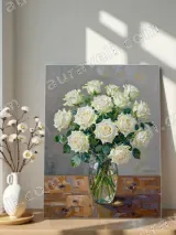 White Roses in Vase Canvas Wall Art for Home Decor – view 4