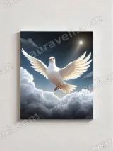 White Dove Flying in Sky Clouds Canvas Wall Art for Home Decor – вид 3