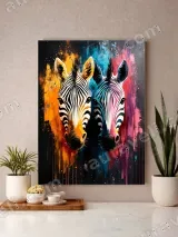 Colorful Zebra Abstract Canvas Wall Art for Living Room Home Decor – вид 3