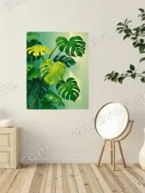 Botanical Monstera Leaves Canvas Wall Art for Living Room Bedroom Home Decor – view 2