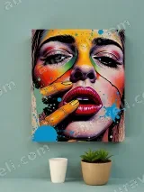 Pop Art Woman Portrait Graffiti Canvas Wall Art for Home Decor