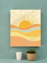 Boho Sun & Wavy Layers Canvas Wall Art for Living Room Home Decor – вид 4
