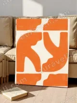 Abstract Orange Geometric Canvas Wall Art for Living Room Home Decor – view 4