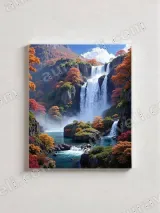 Autumn Waterfall Mountain Landscape Canvas Wall Art for Living Room Bedroom Home Decor – view 2
