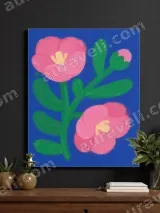 Floral Pink Flowers Canvas Wall Art for Living Room Bedroom Home Decor