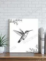 Hummingbird Line Art Canvas Wall Art for Living Room Home Decor