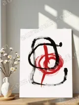 Abstract Red Black Brushstroke Canvas Wall Art for Living Room Home Decor – view 4