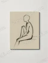 Minimalist Seated Figure Sketch Canvas Wall Art for Home Decor – view 3