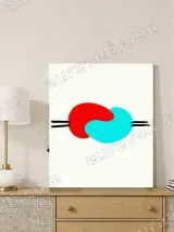 Abstract Linked Red Cyan Canvas Wall Art for Living Room Decor – вид 3