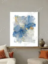 Abstract Blue & Gold Fluid Canvas Wall Art for Home Decor – view 3